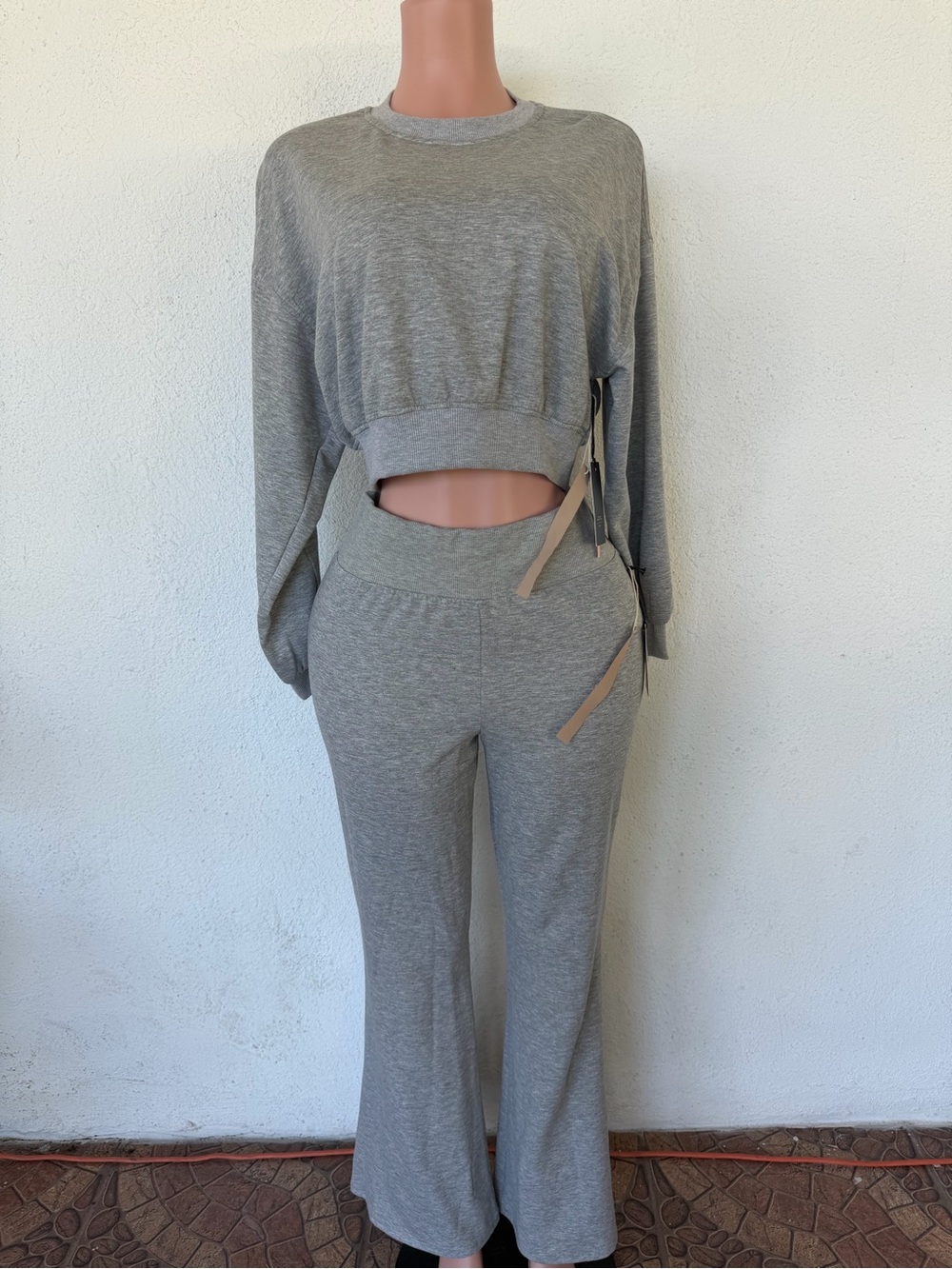 iris Heather Gray Boot-Cut Lounge Jumpsuit Set